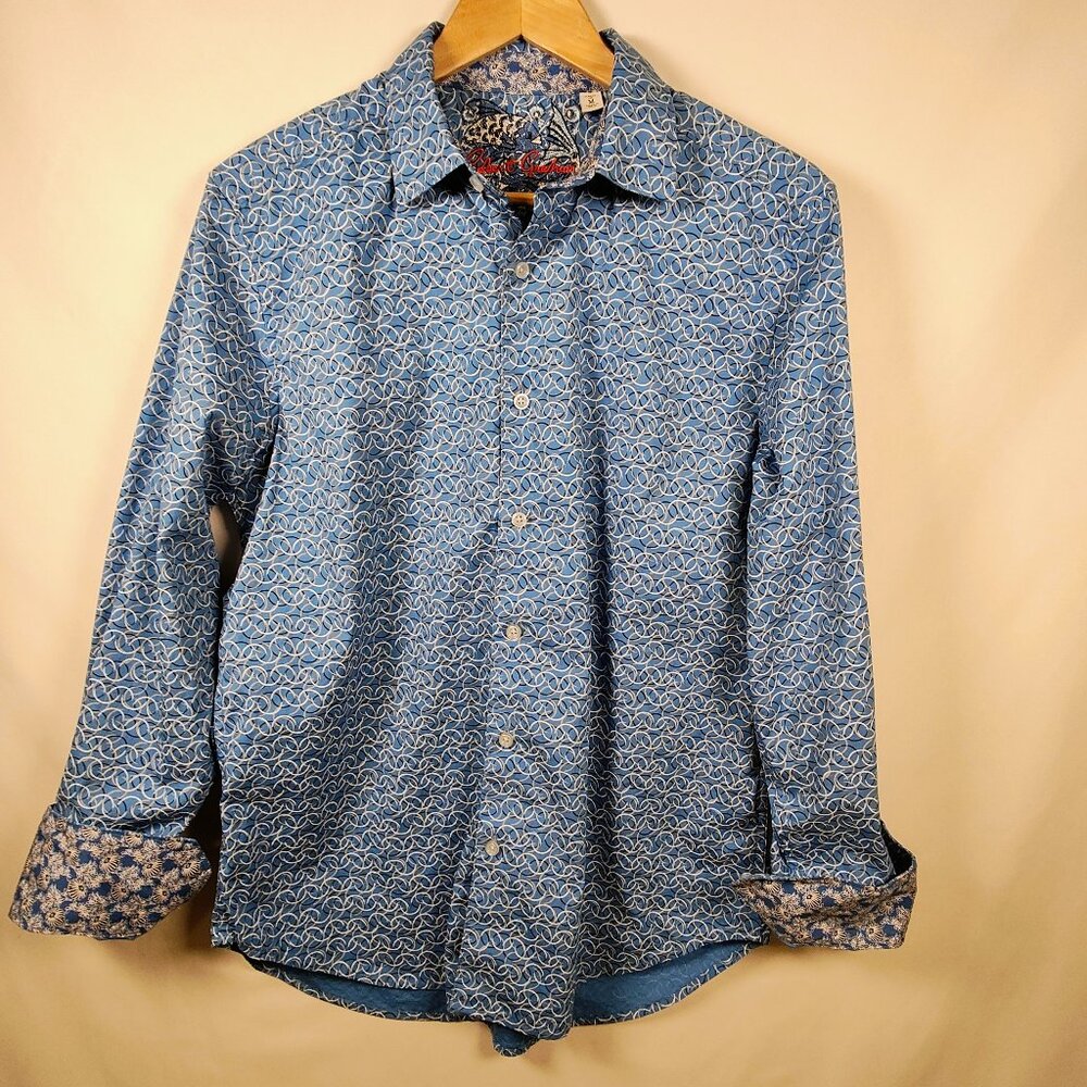 Robert Graham‎ Men's Medium Long Sleeve Geometric Pattern, Contrast Cuffs Shirt